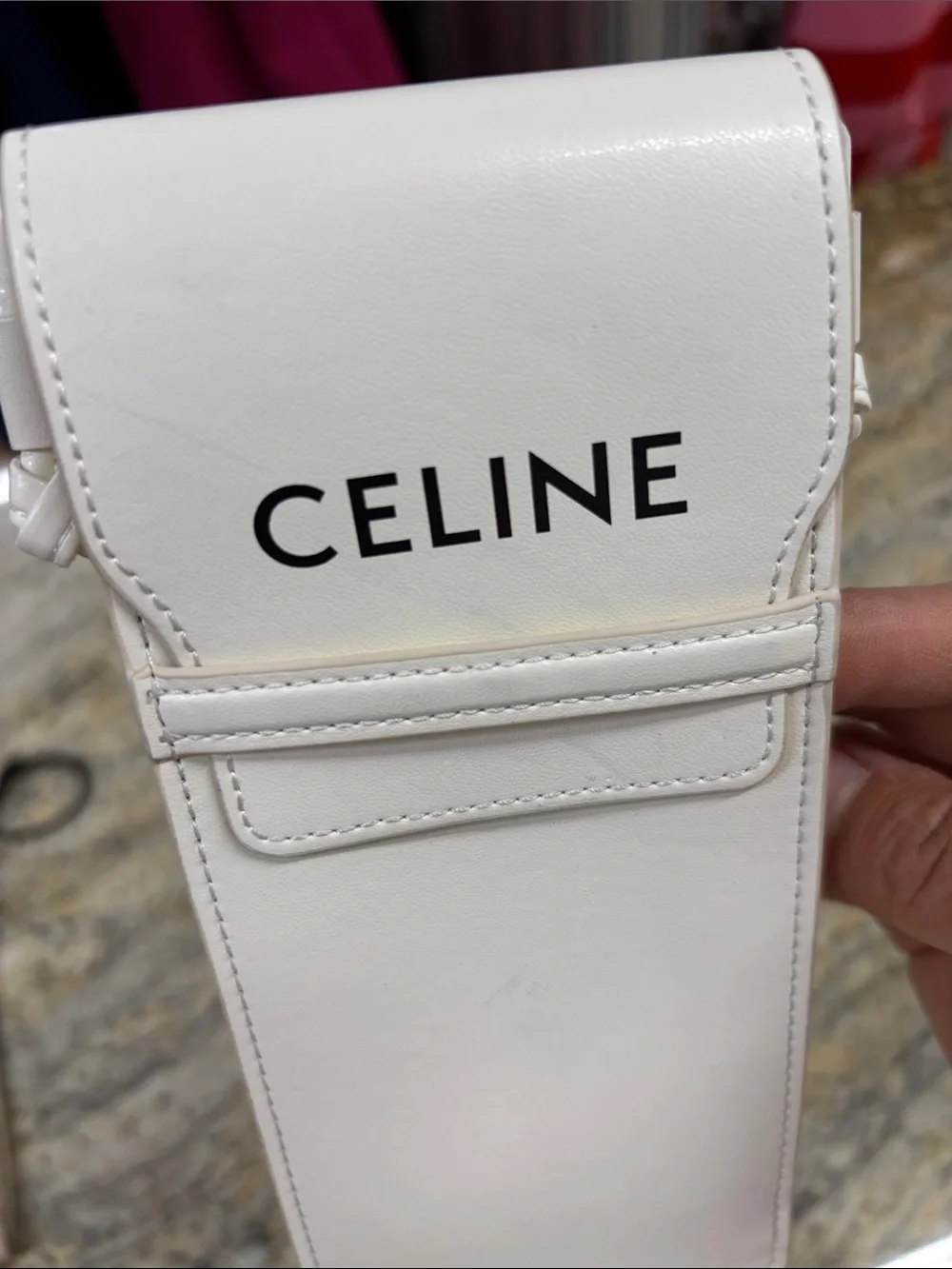 Celine off White Leather sunglasses Crossbody Pouch with Strap